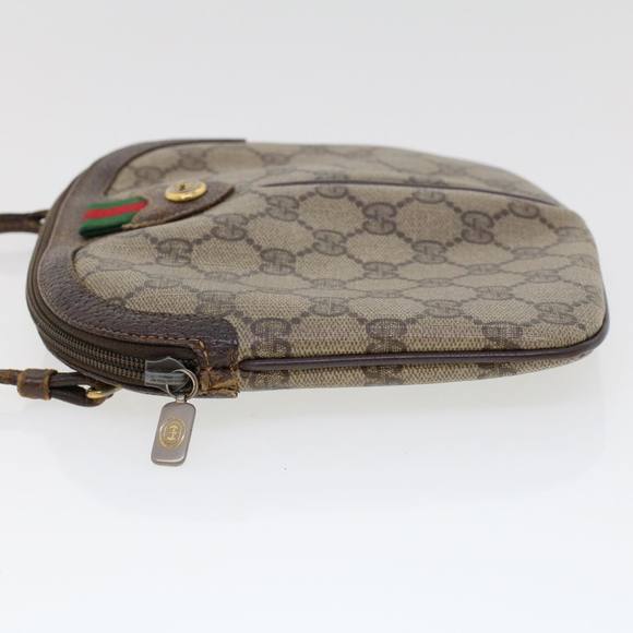 GUCCI GG Canvas Web Sherry Line Hand Bag PVC Leather Beige Red Auth 45605 - Picture 3 of 16